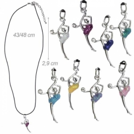 Rubber necklace with gymnast making element with ball