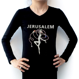 Black t-shirt long sleeve JERUSALEM