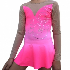 Pink-white leotard Rose with crystals