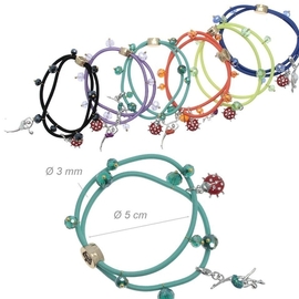 Bracelet with gymnast and beetle pendants
