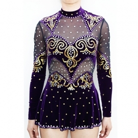 Leotard model 171 Purple-Gold for rent