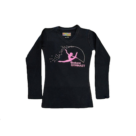 T-shirt long sleeve with crystals Gymnast with ribbon