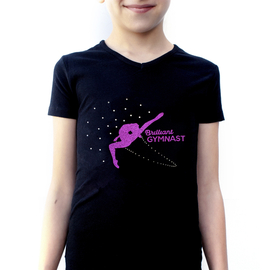 T-shirt short sleeve with crystals Brilliant Gymnast with rope