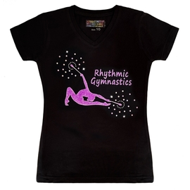 T-shirt with crystals Brilliant gymnast with clubs