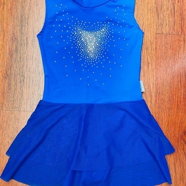 Royal blue leotard without sleeves, crystals and skirt  493