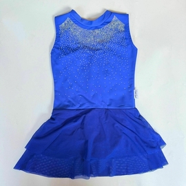 Royal blue leotard without sleeves, crystals and skirt  493