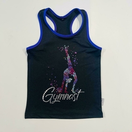 Black top with purple ending and Gymnast Print