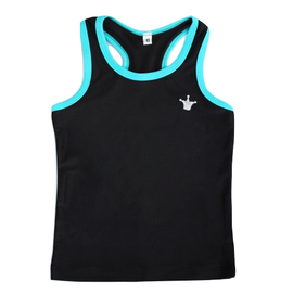 Microfiber black top decorated by sky blue ending