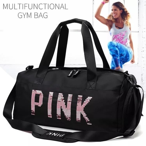 Pink and black gym hot sale bag