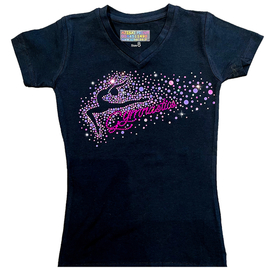 Black T-shirt short-sleeve with Pink Gymnast print