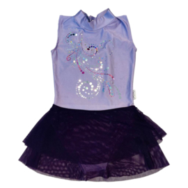 Lilac leotard with purple skirt and glitter application