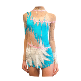 White leotard with pink and blue lines