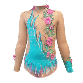 Turquoise leotard with roses