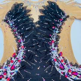 Black leotard with pink crystals for rent
