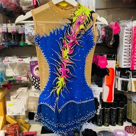 Blue leotard with bright colors