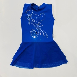 Royal blue leotard without sleeves and double mesh skirt SPIRAL