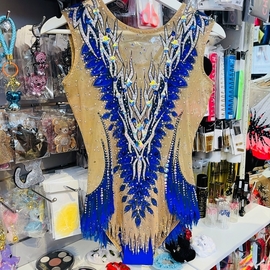 Amazing blue leotard with crystals