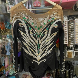 Black leotard with green crystals for rent