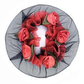 Black hair net with flowers